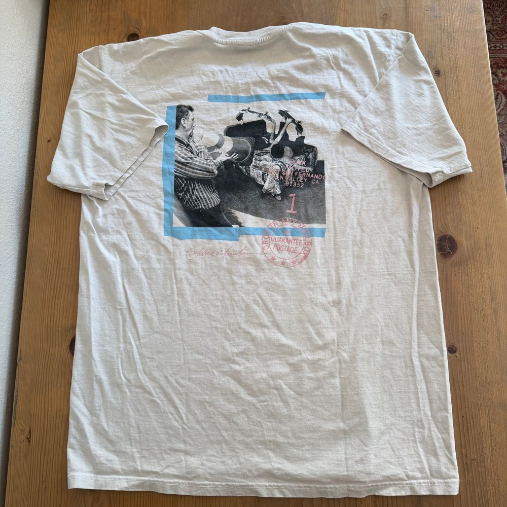 Stussy Lance Mountain OG Pink Motel Shirt Mens Large Cream Skate Tee Skater